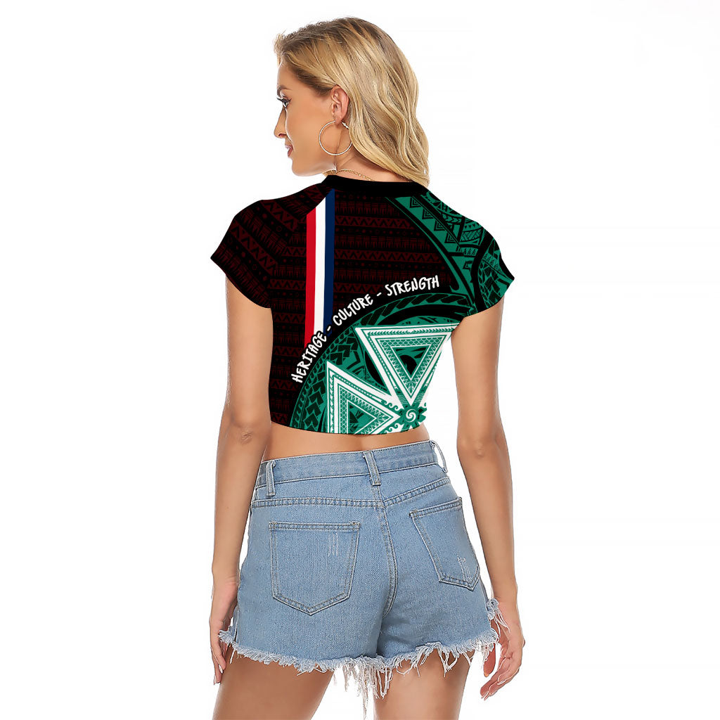 Wallis And Futuna Raglan Cropped T Shirt Tribal Polynesian Tattoo Heritage Cross Flag TS04 - Polynesian Pride