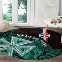 Wallis And Futuna Round Carpet Tribal Polynesian Tattoo Heritage Cross Flag TS04 - Polynesian Pride
