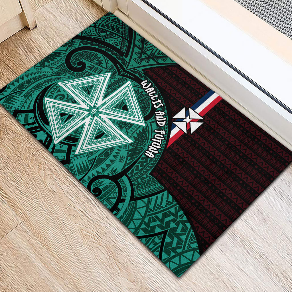 Wallis And Futuna Rubber Doormat Tribal Polynesian Tattoo Heritage Cross Flag TS04 - Polynesian Pride