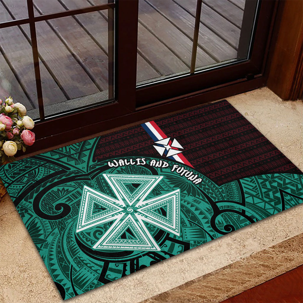 Wallis And Futuna Rubber Doormat Tribal Polynesian Tattoo Heritage Cross Flag TS04 - Polynesian Pride