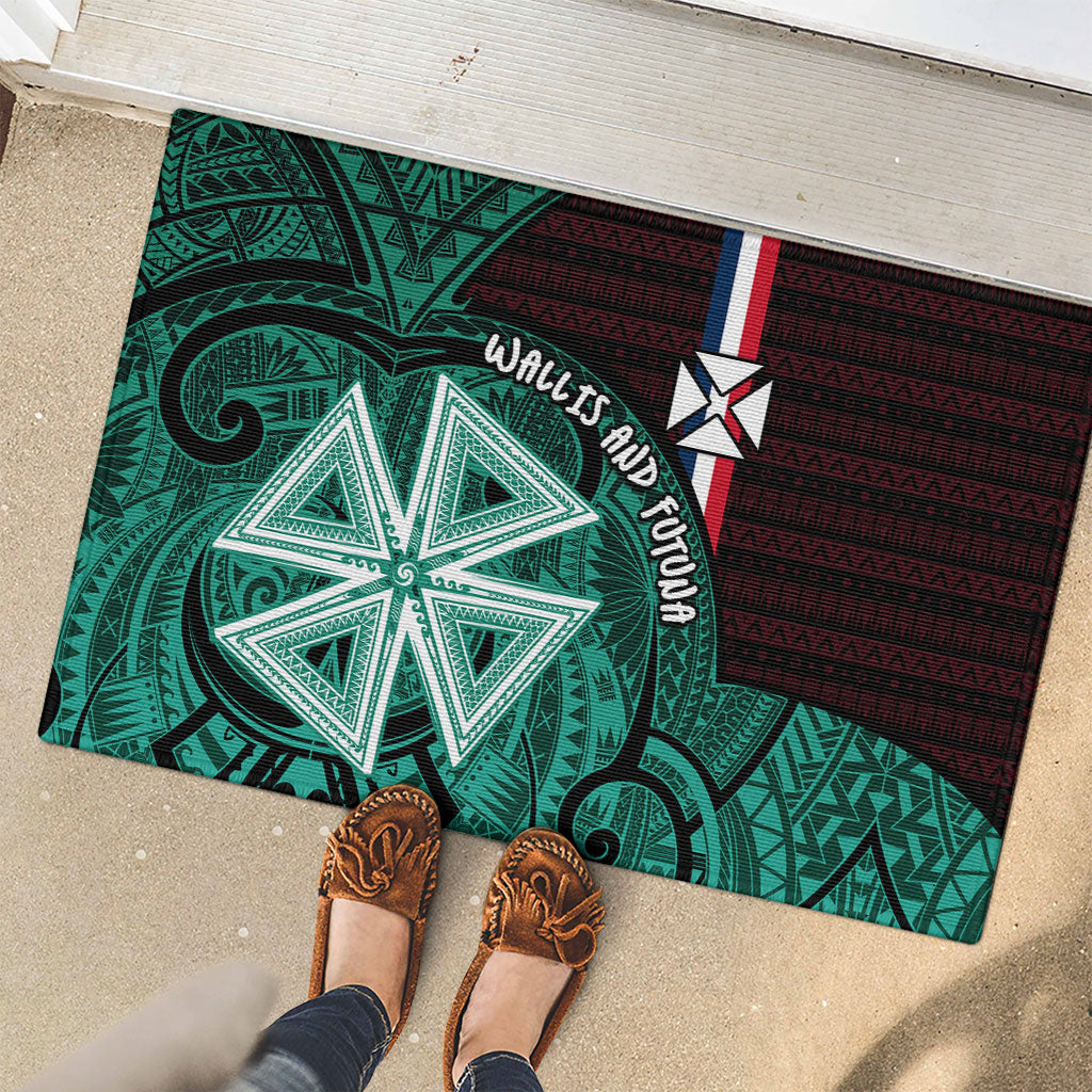 Wallis And Futuna Rubber Doormat Tribal Polynesian Tattoo Heritage Cross Flag TS04 - Polynesian Pride