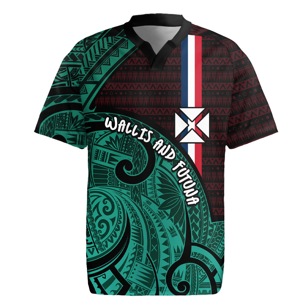 Wallis And Futuna Rugby Jersey Tribal Polynesian Tattoo Heritage Cross Flag TS04 Green Black - Polynesian Pride