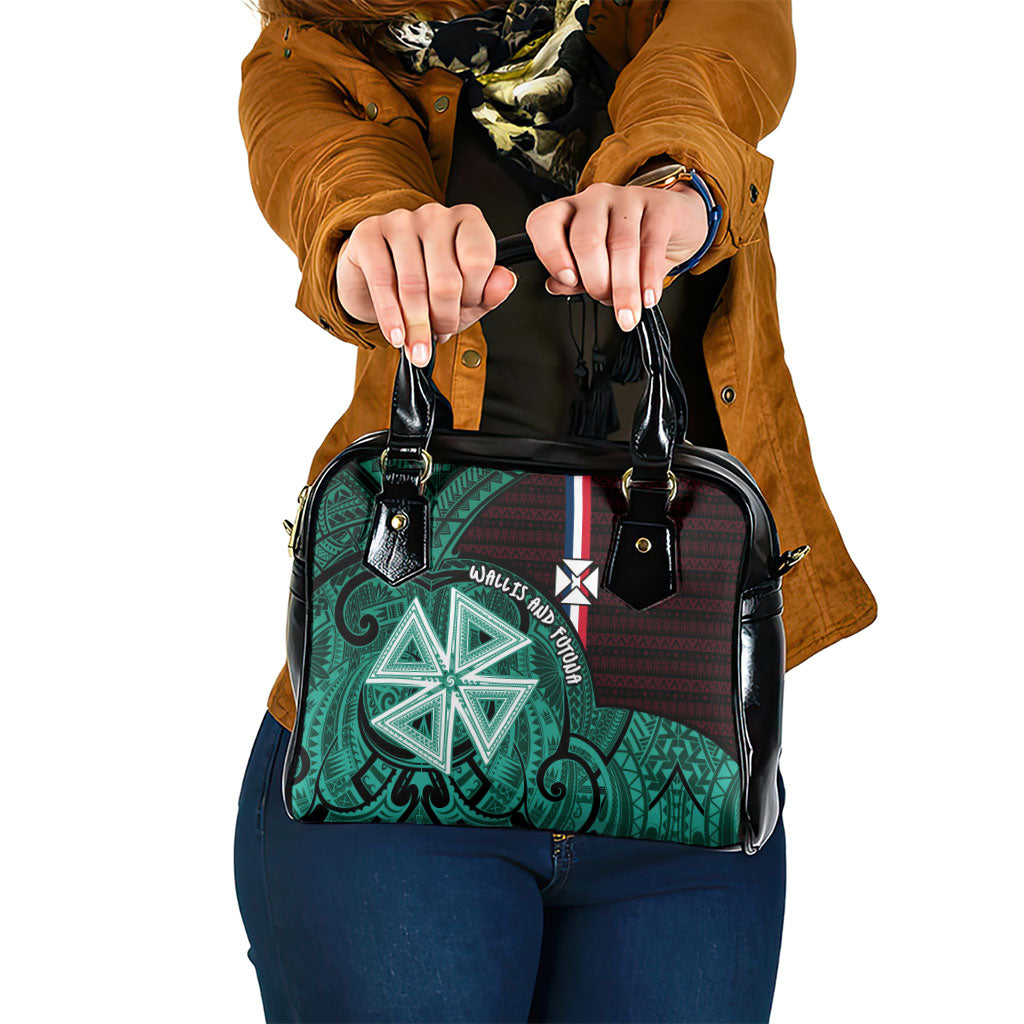 Wallis And Futuna Shoulder Handbag Tribal Polynesian Tattoo Heritage Cross Flag TS04 One Size Green Black - Polynesian Pride