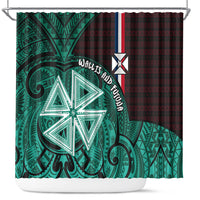 Wallis And Futuna Shower Curtain Tribal Polynesian Tattoo Heritage Cross Flag TS04 Green Black - Polynesian Pride