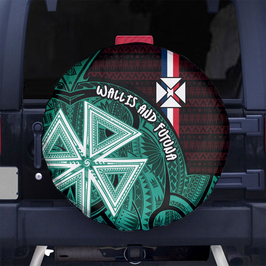 Wallis And Futuna Spare Tire Cover Tribal Polynesian Tattoo Heritage Cross Flag TS04 No hole Green Black - Polynesian Pride