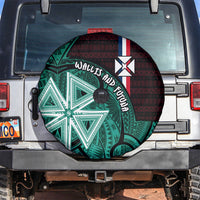 Wallis And Futuna Spare Tire Cover Tribal Polynesian Tattoo Heritage Cross Flag TS04 Green Black - Polynesian Pride