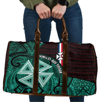 Wallis And Futuna Travel Bag Tribal Polynesian Tattoo Heritage Cross Flag TS04 Green Black - Polynesian Pride