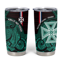Wallis And Futuna Tumbler Cup Tribal Polynesian Tattoo Heritage Cross Flag TS04 Green Black - Polynesian Pride