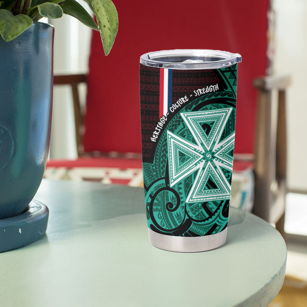 Wallis And Futuna Tumbler Cup Tribal Polynesian Tattoo Heritage Cross Flag TS04 - Polynesian Pride