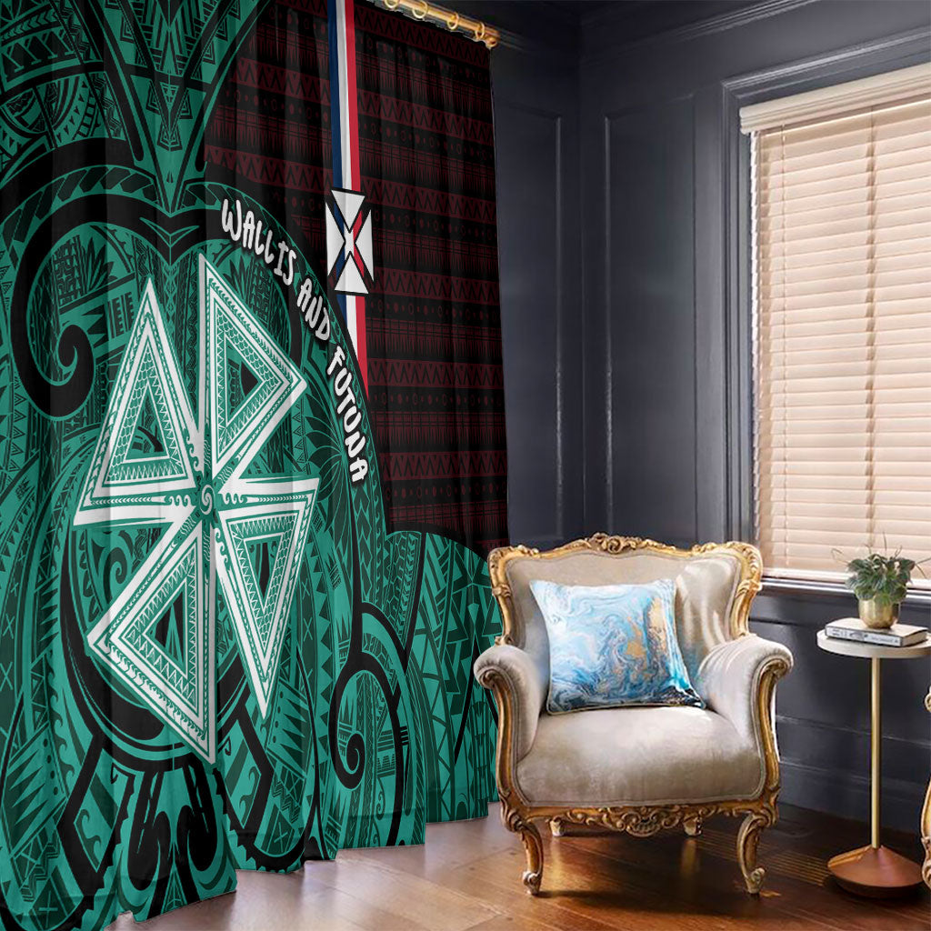Wallis And Futuna Window Curtain Tribal Polynesian Tattoo Heritage Cross Flag TS04 - Polynesian Pride