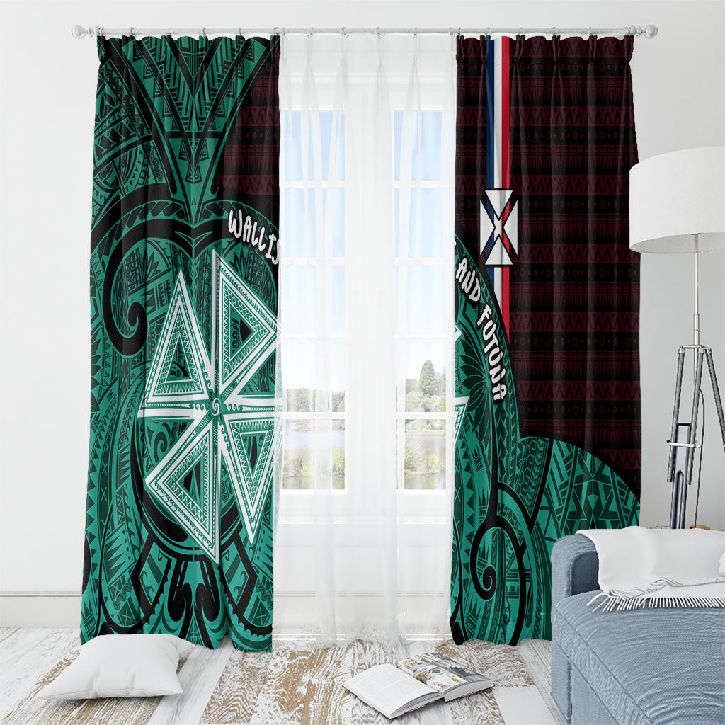 Wallis And Futuna Window Curtain Tribal Polynesian Tattoo Heritage Cross Flag TS04 - Polynesian Pride