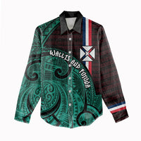Wallis And Futuna Women Casual Shirt Tribal Polynesian Tattoo Heritage Cross Flag TS04 - Polynesian Pride