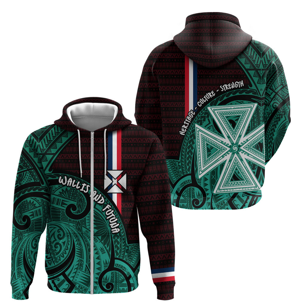 Wallis And Futuna Zip Hoodie Tribal Polynesian Tattoo Heritage Cross Flag TS04 - Polynesian Pride