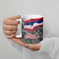 Queen Liliuokalani Hawaiian Flag Ceramic Mug Polynesian Tribal Pattern And Tropical Hibiscus TS04 - Polynesian Pride