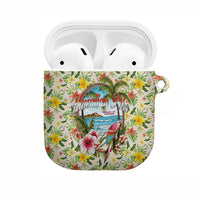 Hawaiian Piko Threads Of Paradise Aloha AirPods Case Tropical Hibiscus Plumeria TS04 White Green - Polynesian Pride