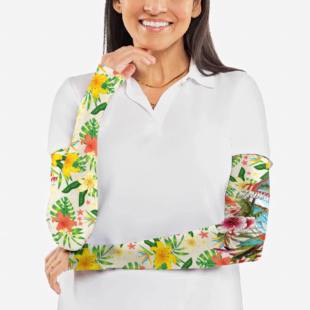 Hawaiian Piko Threads Of Paradise Aloha Arm Sleeves Tropical Hibiscus Plumeria TS04 - Polynesian Pride