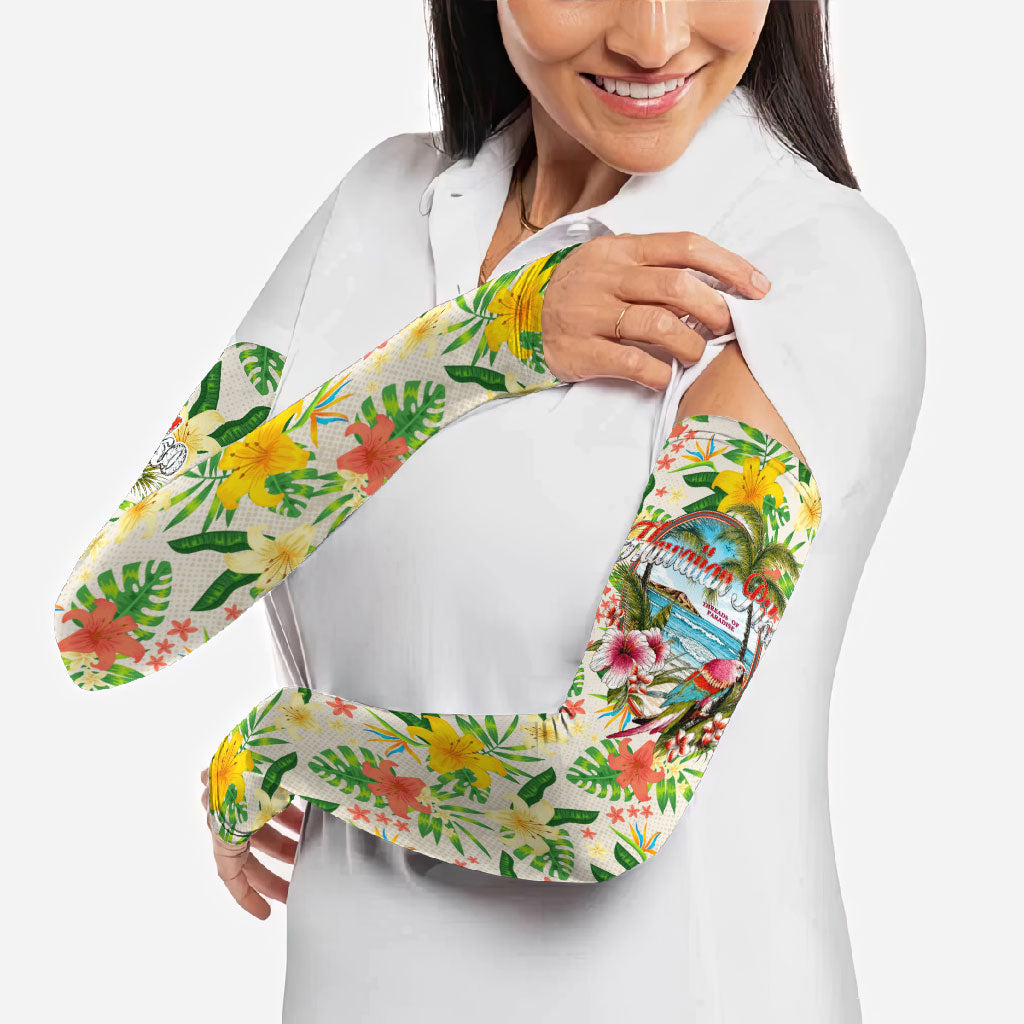Hawaiian Piko Threads Of Paradise Aloha Arm Sleeves Tropical Hibiscus Plumeria TS04 - Polynesian Pride