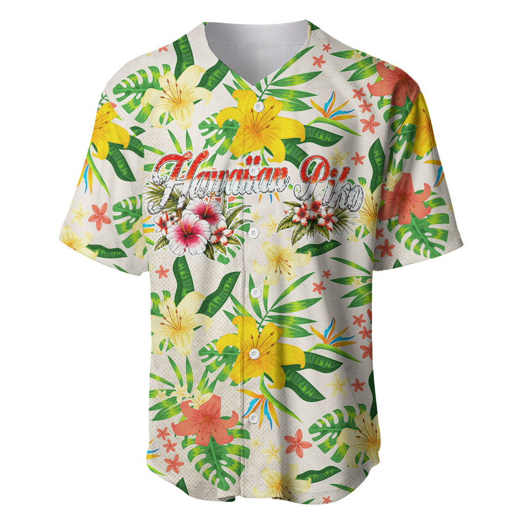 Hawaiian Piko Threads Of Paradise Aloha Baseball Jersey Tropical Hibiscus Plumeria TS04 White Green - Polynesian Pride