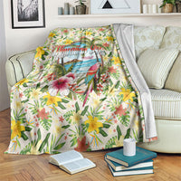 Hawaiian Piko Threads Of Paradise Aloha Blanket Tropical Hibiscus Plumeria TS04 White Green - Polynesian Pride