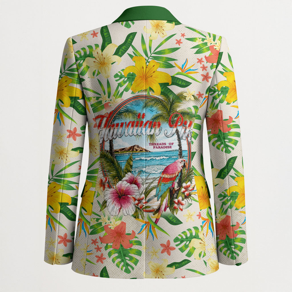 Hawaiian Piko Threads Of Paradise Aloha Blazer Tropical Hibiscus Plumeria TS04 - Polynesian Pride
