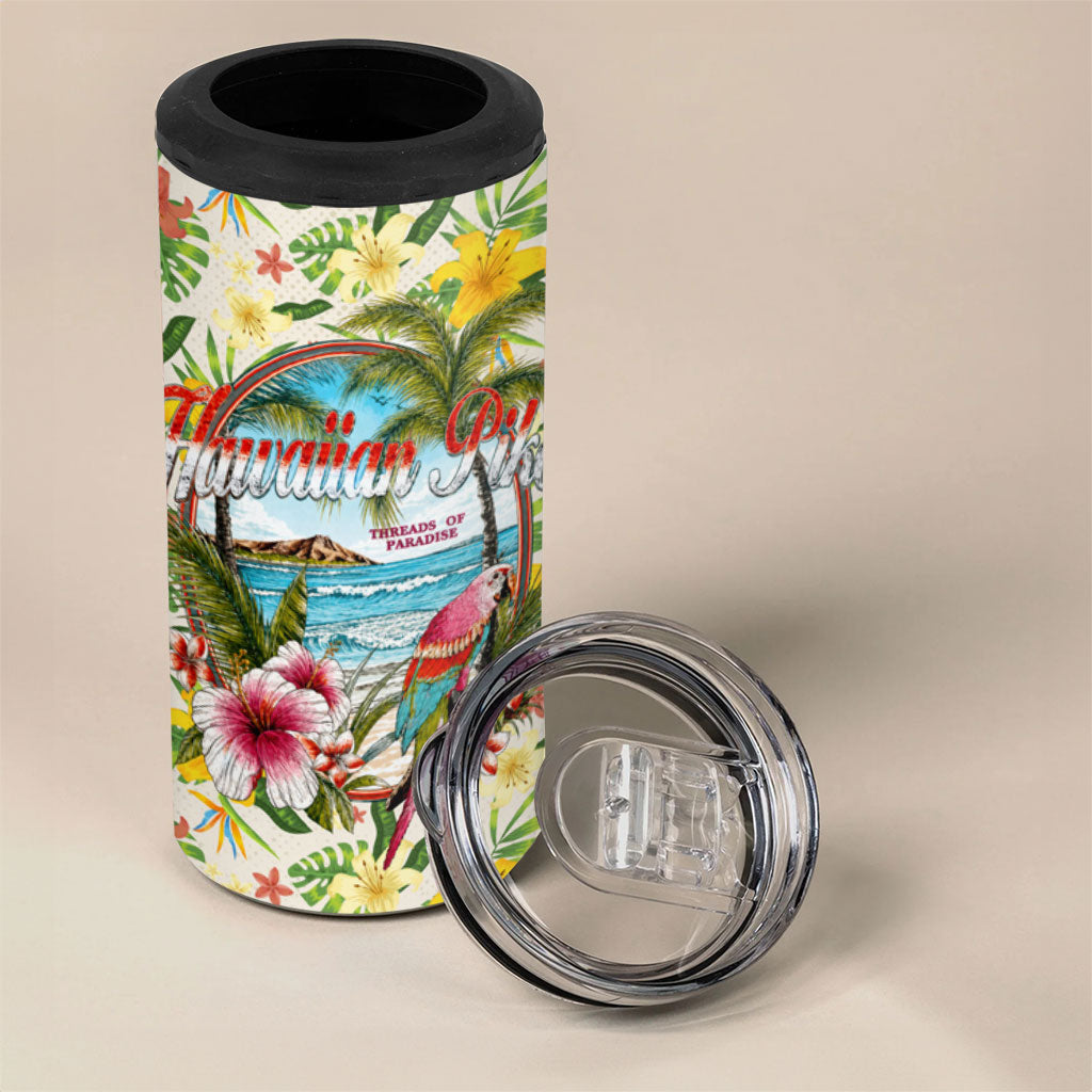 Hawaiian Piko Threads Of Paradise Aloha 4 in 1 Can Cooler Tumbler Tropical Hibiscus Plumeria TS04 - Polynesian Pride