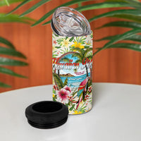 Hawaiian Piko Threads Of Paradise Aloha 4 in 1 Can Cooler Tumbler Tropical Hibiscus Plumeria TS04 - Polynesian Pride
