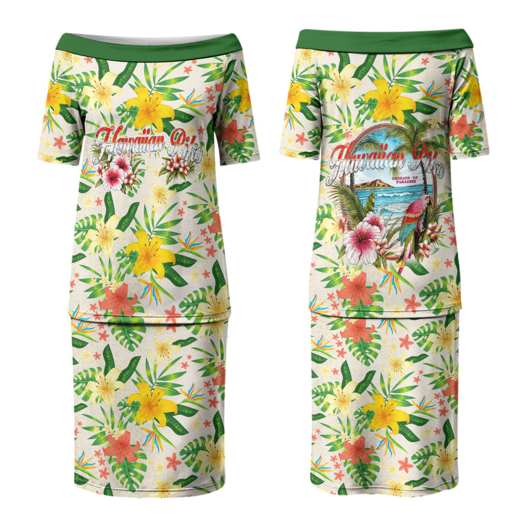Hawaiian Piko Threads Of Paradise Aloha Couples Matching Puletasi and Long Sleeve Button Shirt Tropical Hibiscus Plumeria TS04 - Polynesian Pride