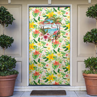 Hawaiian Piko Threads Of Paradise Aloha Door Cover Tropical Hibiscus Plumeria TS04 White Green - Polynesian Pride