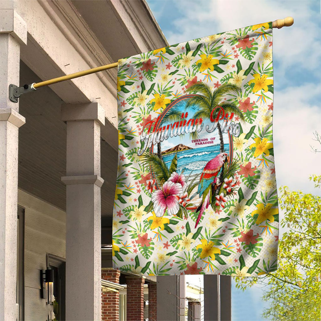Hawaiian Piko Threads Of Paradise Aloha Garden Flag Tropical Hibiscus Plumeria TS04 House Flag White Green - Polynesian Pride