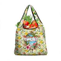 Hawaiian Piko Threads Of Paradise Aloha Grocery Bag Tropical Hibiscus Plumeria TS04 1-pack One Size White Green - Polynesian Pride