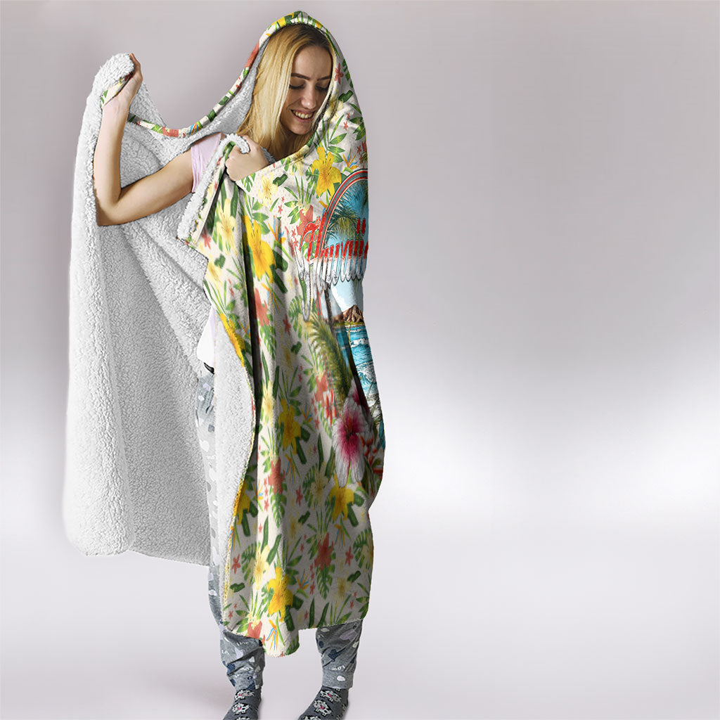 Hawaiian Piko Threads Of Paradise Aloha Hooded Blanket Tropical Hibiscus Plumeria TS04 - Polynesian Pride