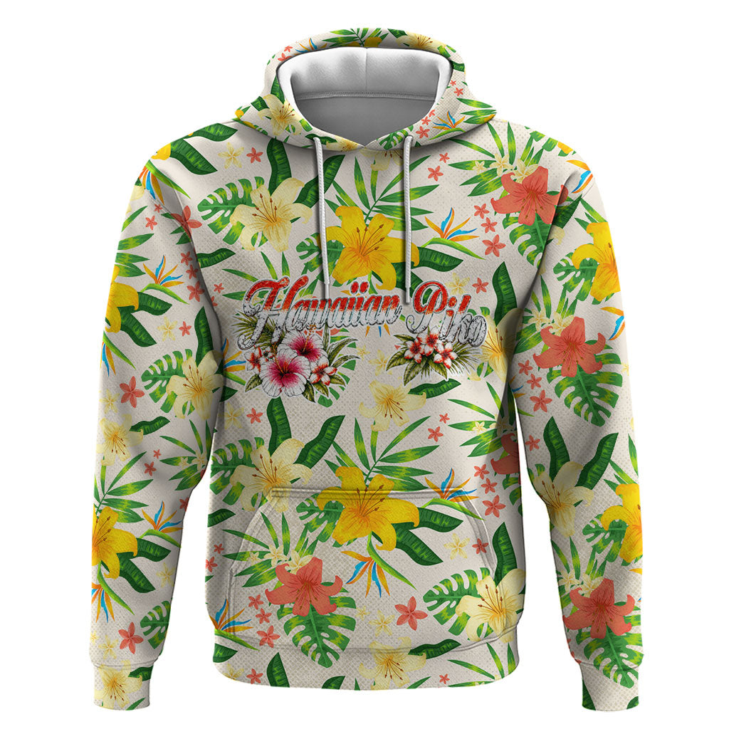Hawaiian Piko Threads Of Paradise Aloha Hoodie Tropical Hibiscus Plumeria TS04 Pullover Hoodie White Green - Polynesian Pride