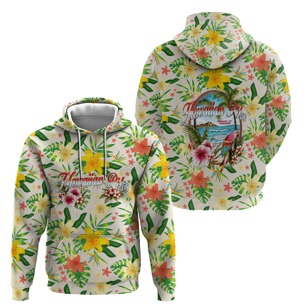 Hawaiian Piko Threads Of Paradise Aloha Hoodie Tropical Hibiscus Plumeria TS04 - Polynesian Pride