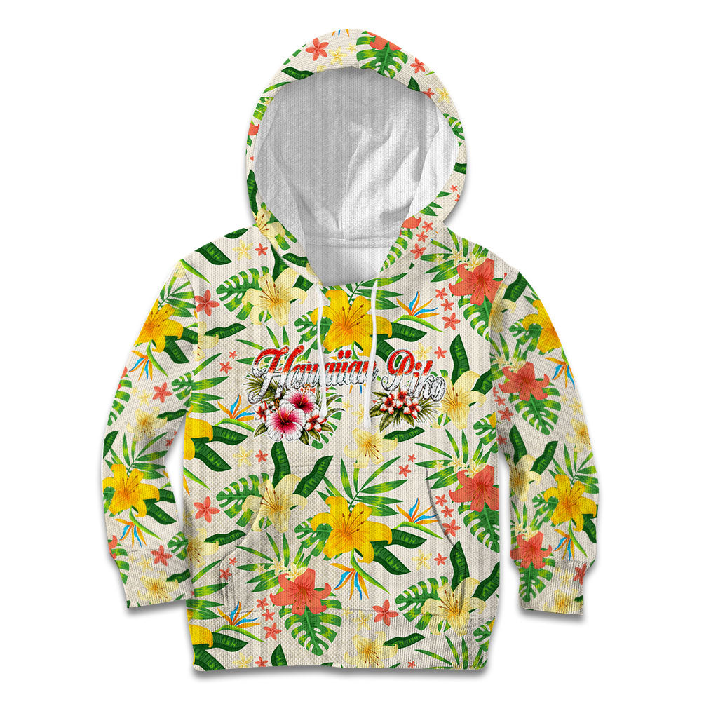 Hawaiian Piko Threads Of Paradise Aloha Kid Hoodie Tropical Hibiscus Plumeria TS04 Hoodie White Green - Polynesian Pride