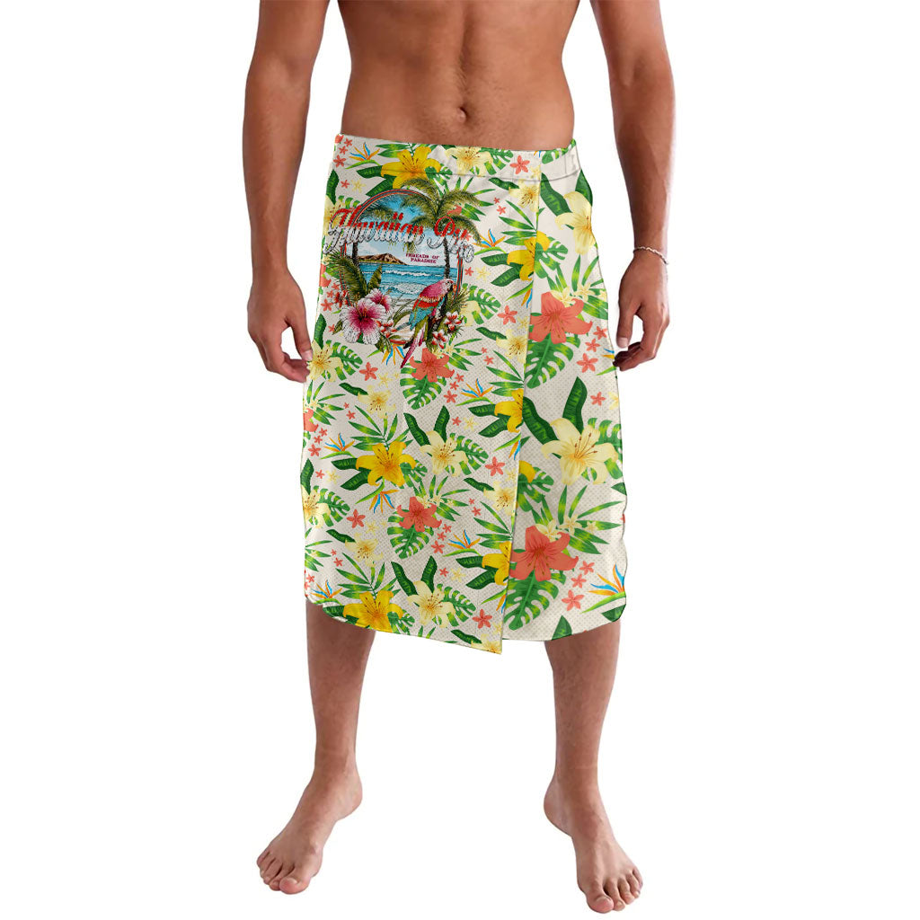 Hawaiian Piko Threads Of Paradise Aloha Lavalava Tropical Hibiscus Plumeria TS04 White Green - Polynesian Pride