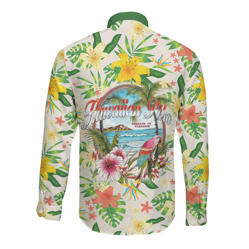 Hawaiian Piko Threads Of Paradise Aloha Long Sleeve Button Shirt Tropical Hibiscus Plumeria TS04 - Polynesian Pride