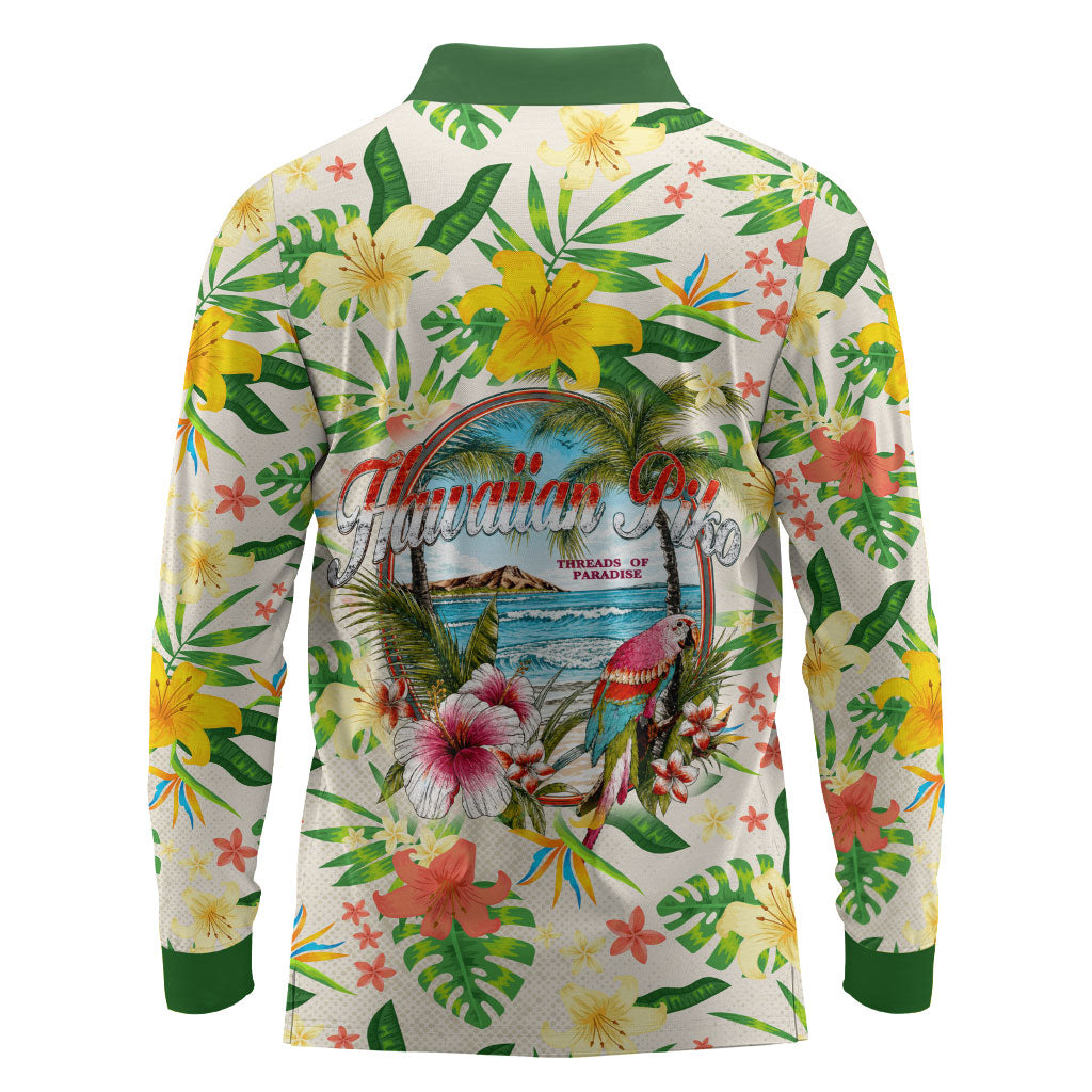 Hawaiian Piko Threads Of Paradise Aloha Long Sleeve Polo Shirt Tropical Hibiscus Plumeria TS04 - Polynesian Pride