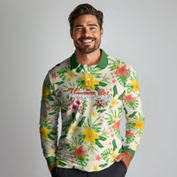 Hawaiian Piko Threads Of Paradise Aloha Long Sleeve Polo Shirt Tropical Hibiscus Plumeria TS04 - Polynesian Pride
