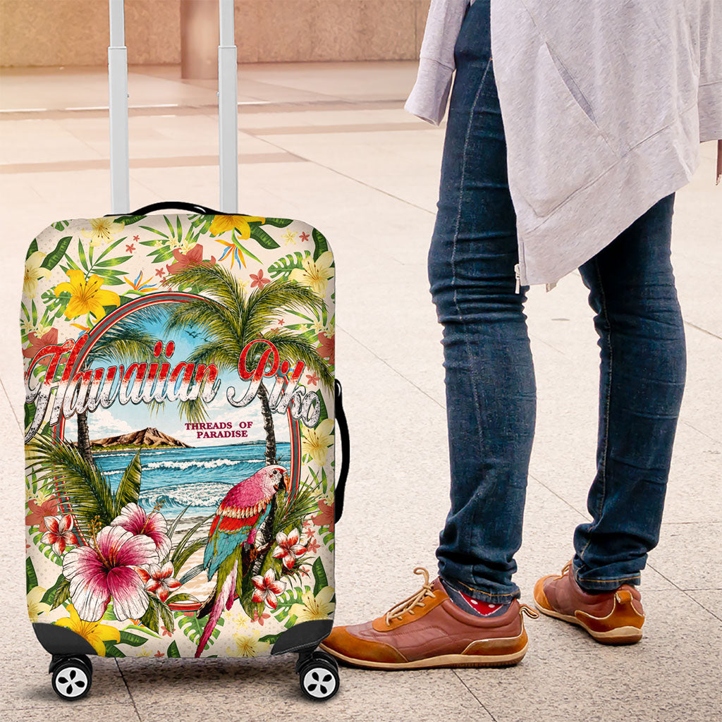 Hawaiian Piko Threads Of Paradise Aloha Luggage Cover Tropical Hibiscus Plumeria TS04 White Green - Polynesian Pride