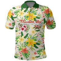 Hawaiian Piko Threads Of Paradise Aloha Polo Shirt Tropical Hibiscus Plumeria TS04 White Green - Polynesian Pride