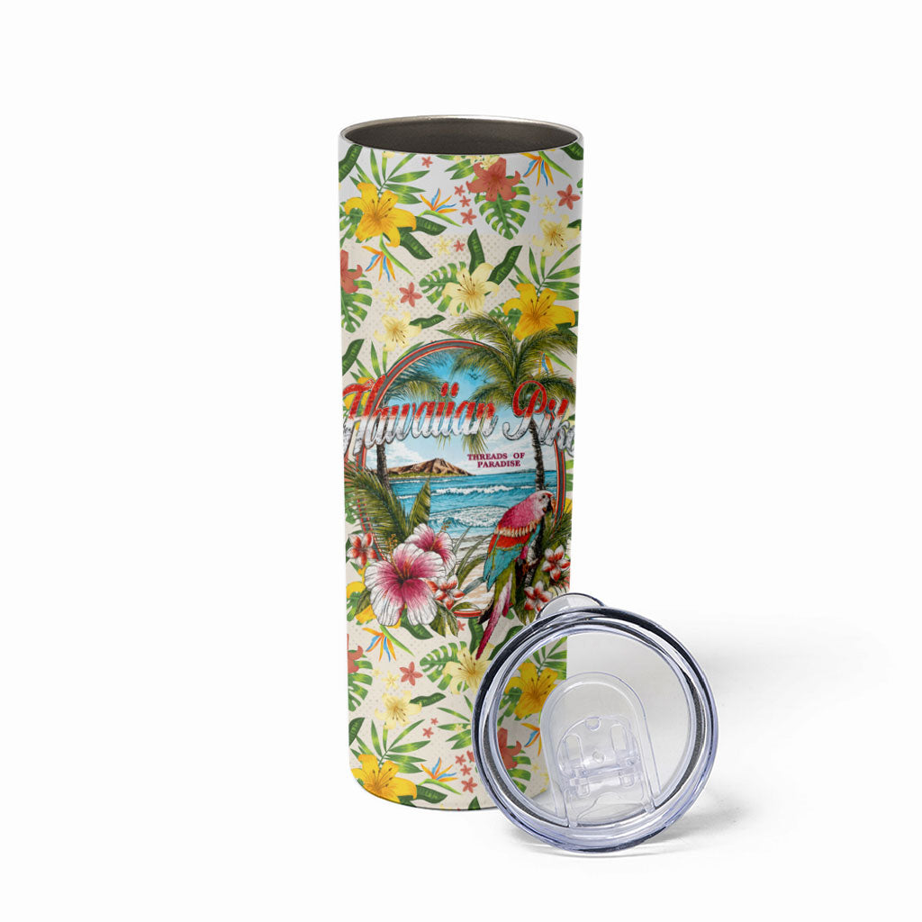 Hawaiian Piko Threads Of Paradise Aloha Skinny Tumbler Tropical Hibiscus Plumeria TS04 - Polynesian Pride