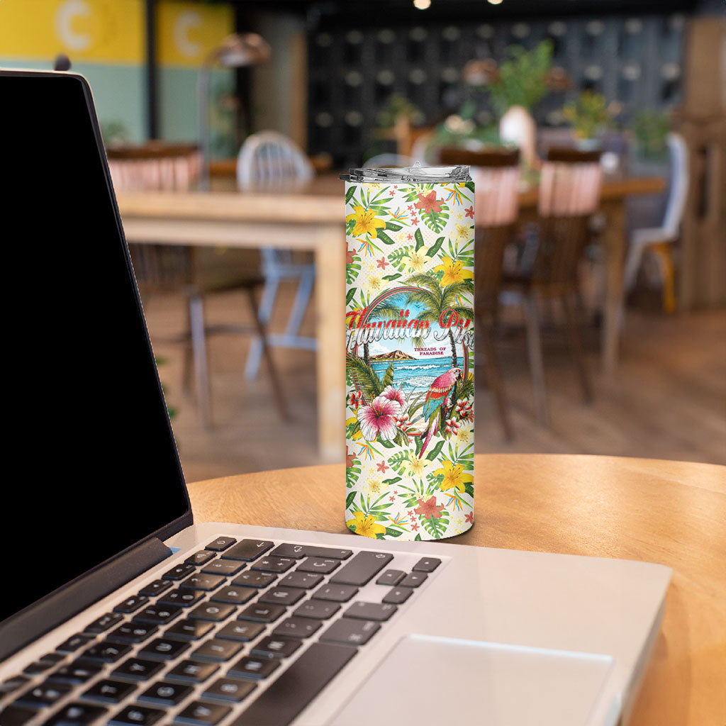 Hawaiian Piko Threads Of Paradise Aloha Skinny Tumbler Tropical Hibiscus Plumeria TS04 - Polynesian Pride