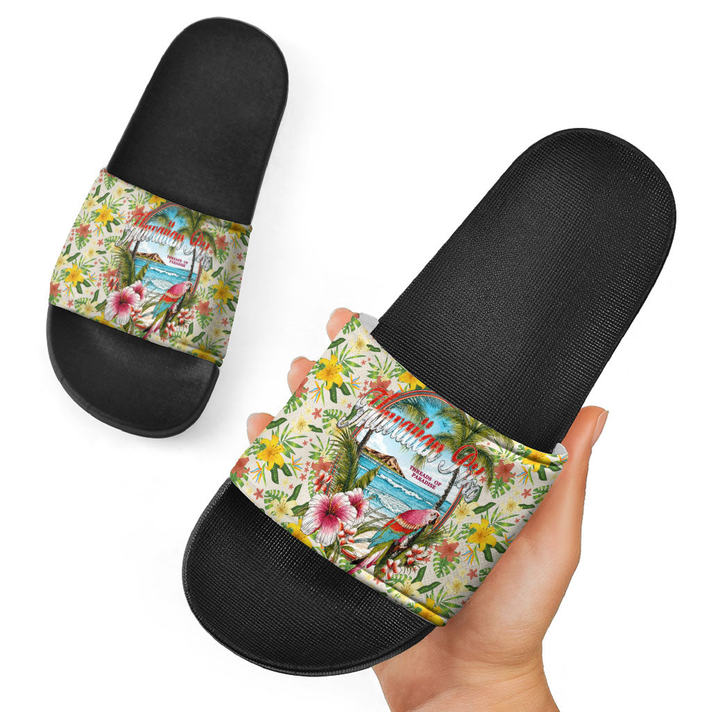 Hawaiian Piko Threads Of Paradise Aloha Slide Sandals Tropical Hibiscus Plumeria TS04 - Polynesian Pride