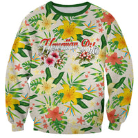 Hawaiian Piko Threads Of Paradise Aloha Sweatshirt Tropical Hibiscus Plumeria TS04 Unisex White Green - Polynesian Pride