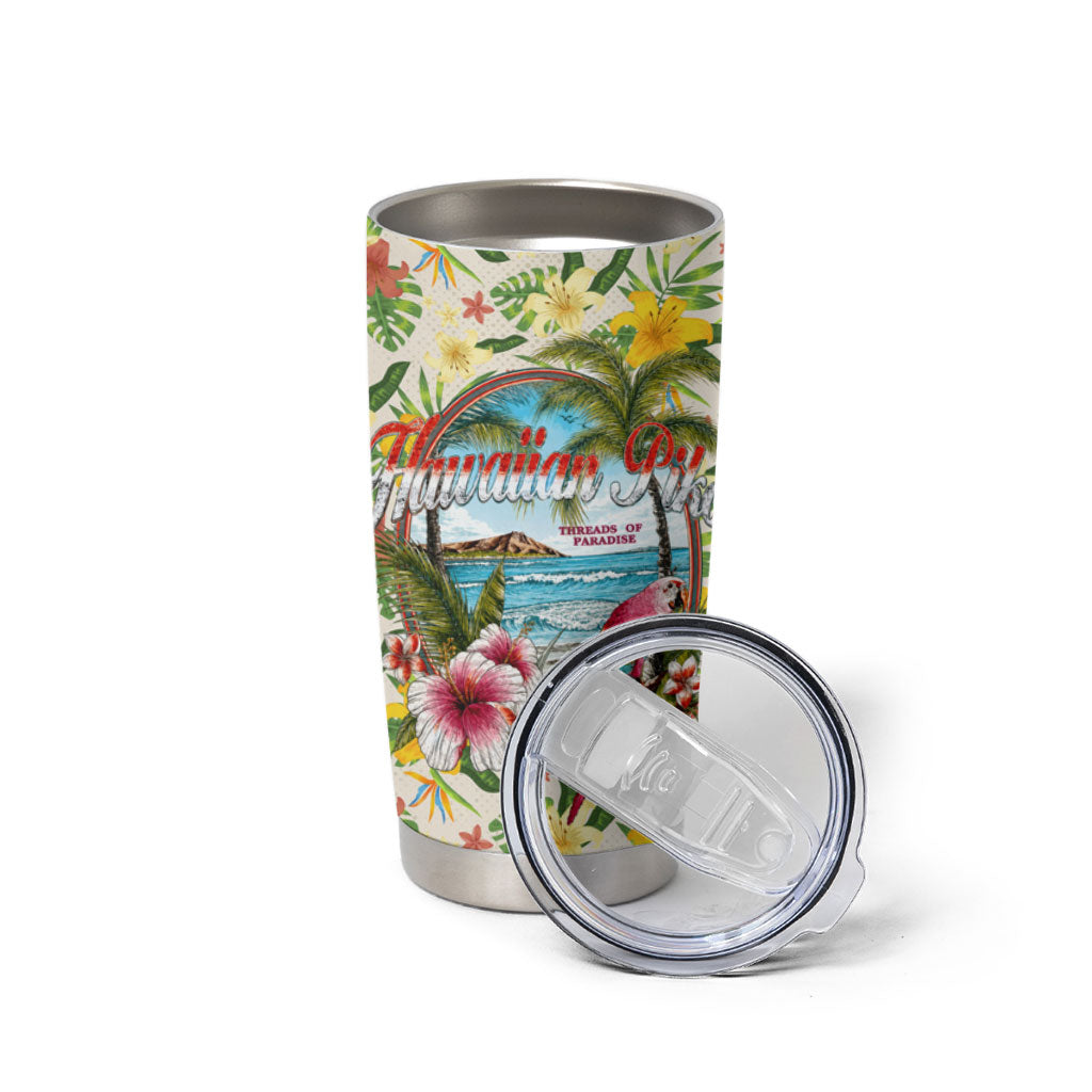Hawaiian Piko Threads Of Paradise Aloha Tumbler Cup Tropical Hibiscus Plumeria TS04 - Polynesian Pride
