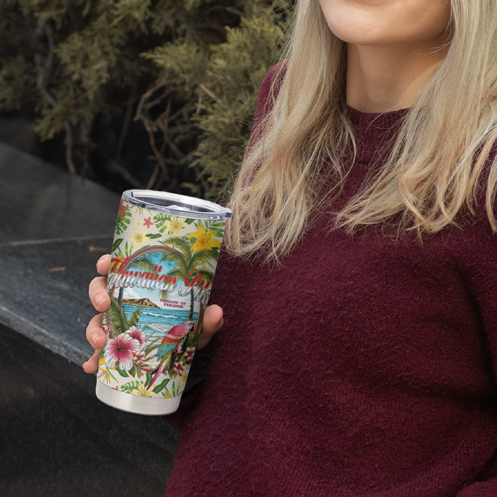 Hawaiian Piko Threads Of Paradise Aloha Tumbler Cup Tropical Hibiscus Plumeria TS04 - Polynesian Pride