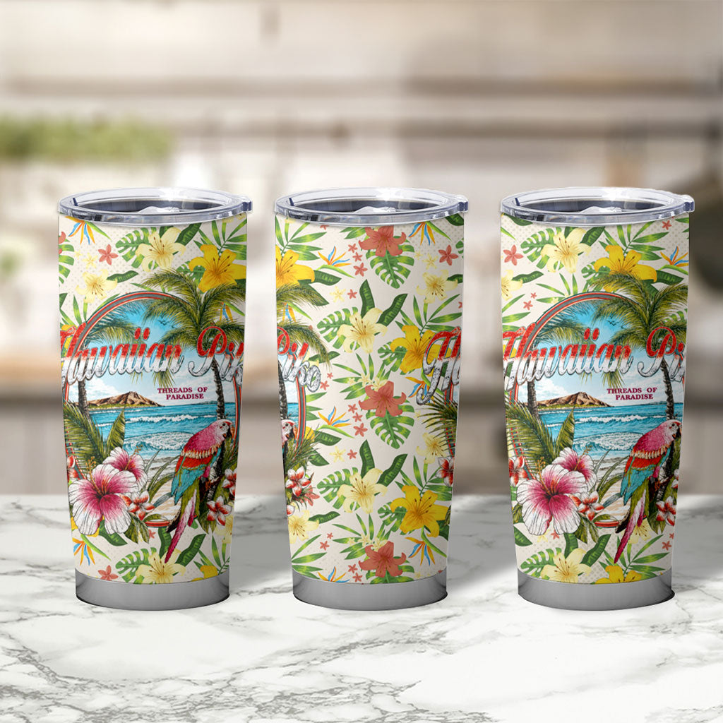Hawaiian Piko Threads Of Paradise Aloha Tumbler Cup Tropical Hibiscus Plumeria TS04 - Polynesian Pride