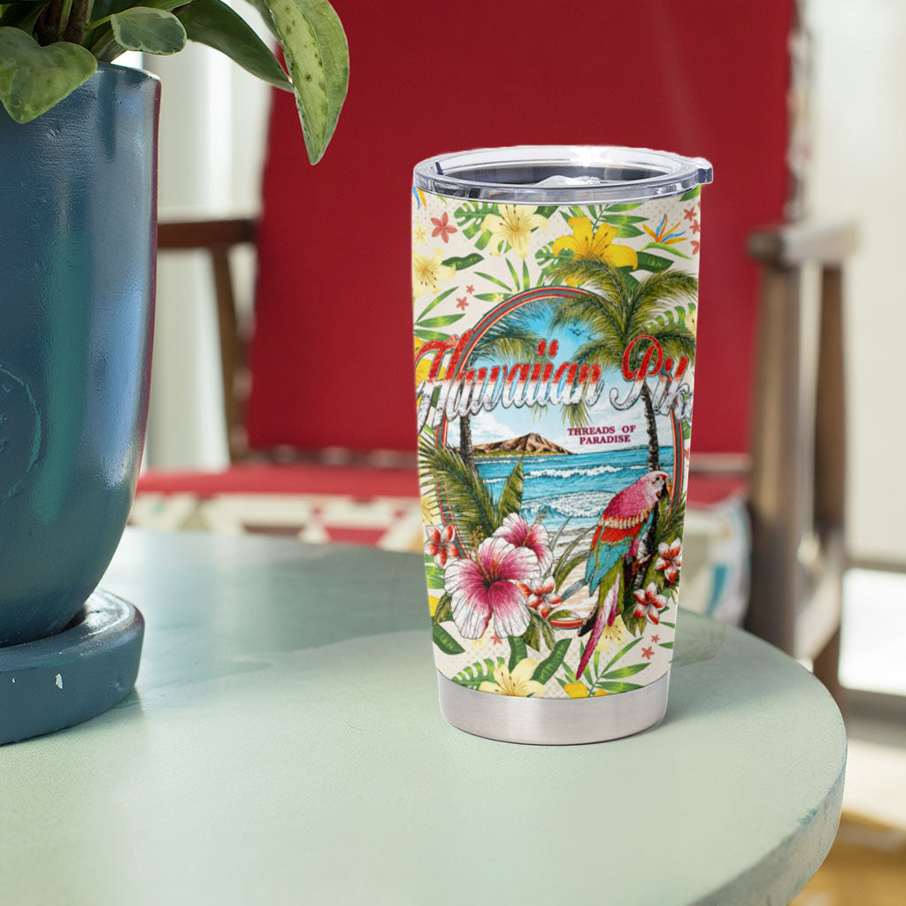 Hawaiian Piko Threads Of Paradise Aloha Tumbler Cup Tropical Hibiscus Plumeria TS04 - Polynesian Pride