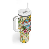 Hawaiian Piko Threads Of Paradise Aloha Tumbler With Handle Tropical Hibiscus Plumeria TS04 - Polynesian Pride