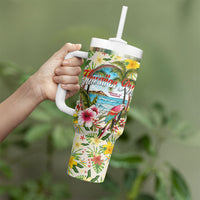 Hawaiian Piko Threads Of Paradise Aloha Tumbler With Handle Tropical Hibiscus Plumeria TS04 - Polynesian Pride